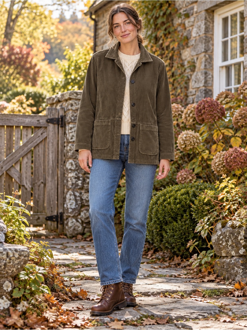 L.L. Bean Olive Corduroy Utility Jacket/ Shirt